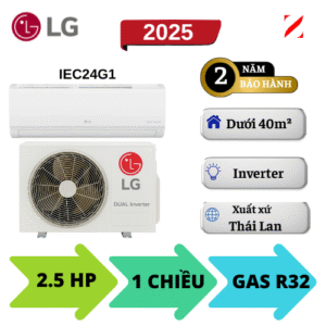 Máy lạnh LG Inverter 2.5HP IEC24G1 - DUALCOOL 1 chiều 24000 BTU