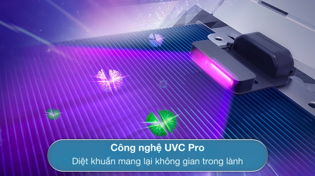 công nghệ diệt khuẩn UVC Pro giúp tiêu diệt vi khuẩn hiệu quả