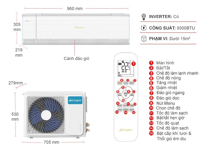 Thông tin máy lạnh Casper Inverter 1HP XH-09IF35