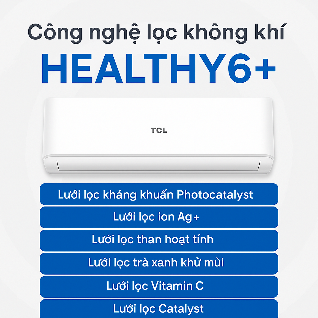 Công nghệ lọc không khí HEALTHY6+ trên máy lạnh TCL: Giải pháp sống khỏe giữa thời đại ô nhiễm