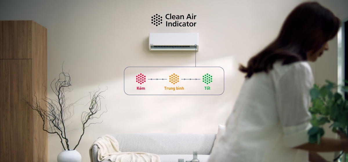 Đèn báo 3 màu hiển thị chất lượng không khí theo thời gian thực