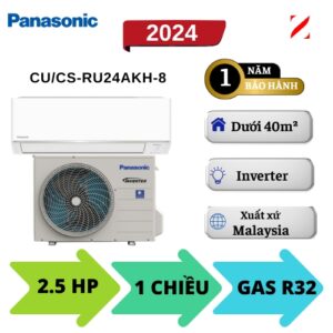Máy lạnh Panasonic Inverter 2.5HP CU/CS-RU24AKH-8