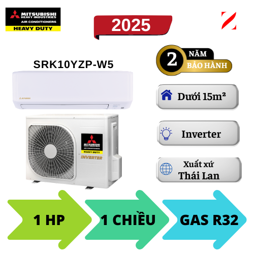 Máy lạnh Mitsubishi Heavy Inverter 1HP SRK10YZP-W5