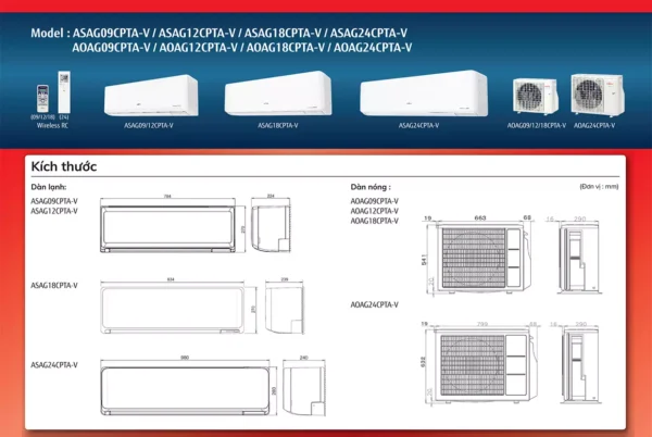 Máy lạnh Fujitsu Inverter 1HP ASAG09CPTA-V - Hình ảnh 5