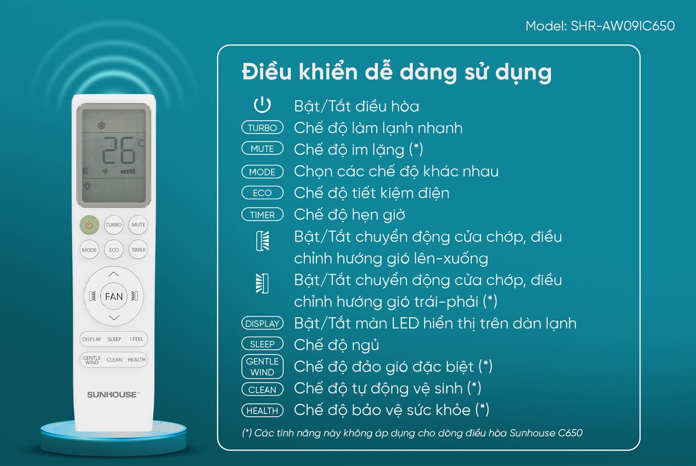 HDSD remote máy lạnh Sunhouse