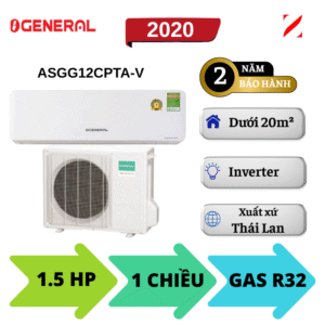 Máy lạnh General Inverter 1.5HP ASGG12CPTA-V - Model một chiều 12.000 BTU – Nhiệt đới hoá