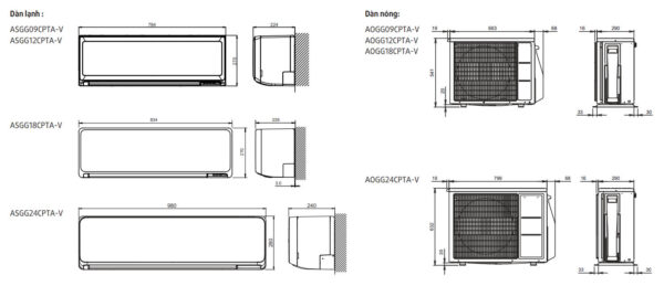 Máy lạnh General Inverter 1.5HP ASGG12CPTA-V - Model một chiều 12.000 BTU – Nhiệt đới hoá