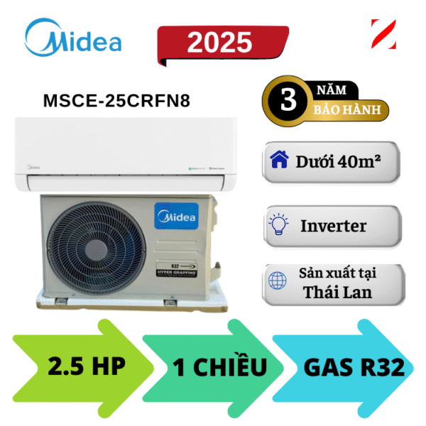 Máy lạnh Midea Inverter 2.5HP MSCE-25CRFN8