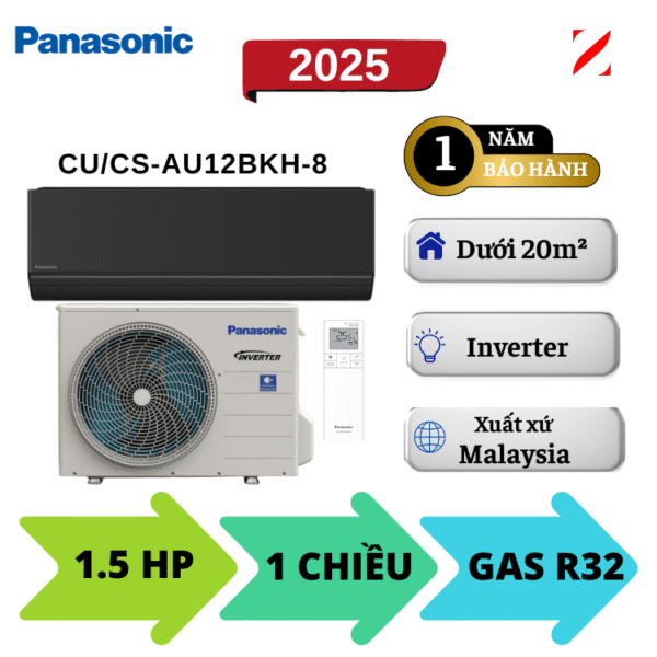 Máy lạnh Panasonic Inverter 1.5HP CU/CS-AU12BKH-8