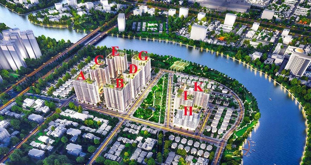 mặt bằng các tháp căn hộ sunrise riverside