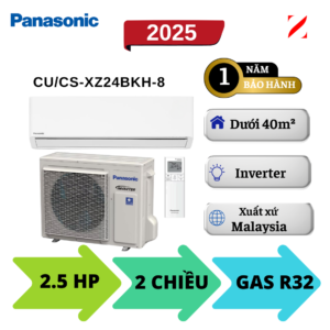 Máy lạnh 2 chiều Panasonic Inverter 2.5HP CU/CS-XZ24BKH-8