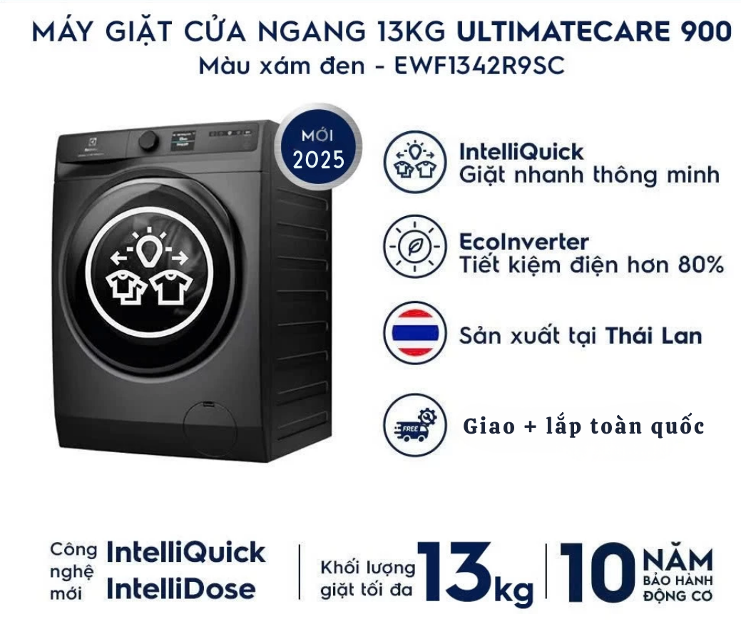 Máy giặt cửa trước Electrolux Inverter 13kg EWF1342R9SC