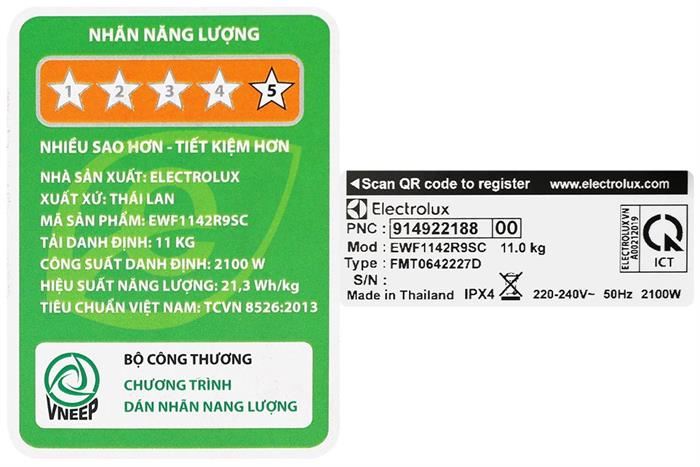 Máy giặt Electrolux Inverter 11kg EWF1142R9SC - Ảnh 12
