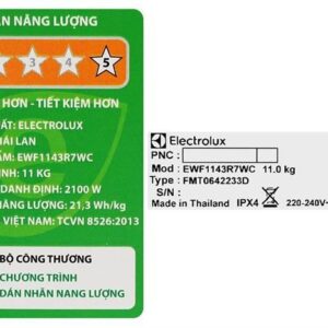Máy giặt cửa trước Electrolux Inverter 11kg EWF1143R7WC UltimateCare 300 trắng