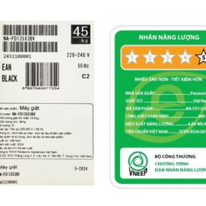 Nhãn năng lượng máy giặt Panasonic Inverter 13.5 kg NA-FD135X3BV