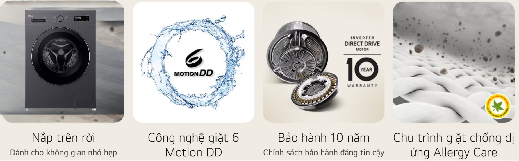 Tính năng nổi bật của máy giặt sấy lồng ngang LG Inverter FB1209D5M