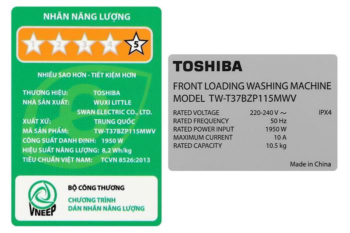 Máy giặt Toshiba Inverter 10.5kg TW-T37BZP115MWV(WT) - Ảnh 14