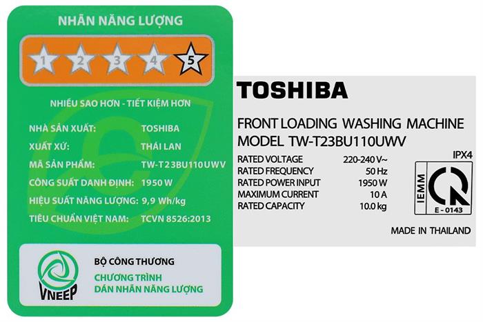 Máy giặt Toshiba Inverter 10kg TW-T23BU110UWV(MG) - Ảnh 10