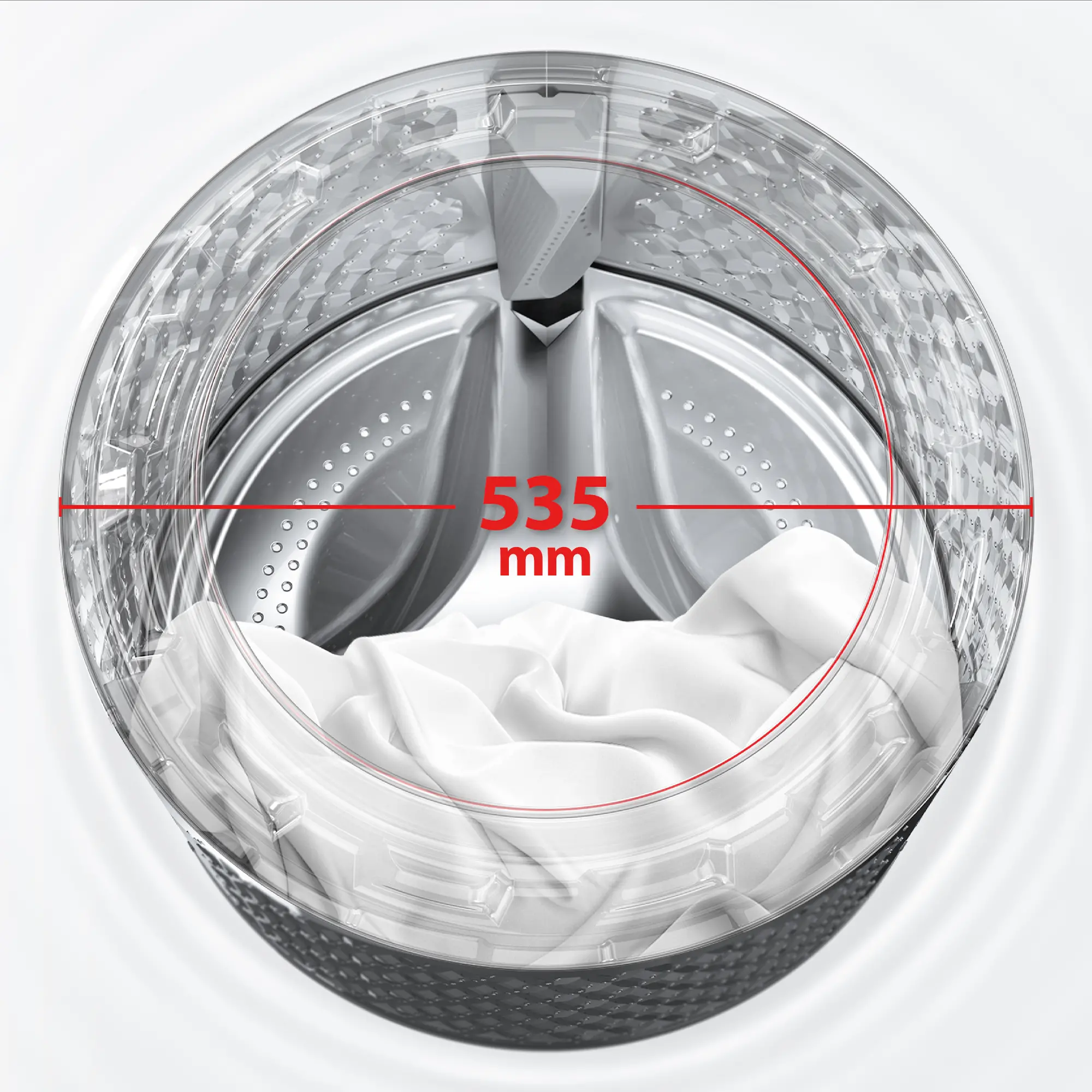 Lồng giặt siêu rộng 535mm và cửa siêu rộng 365mm