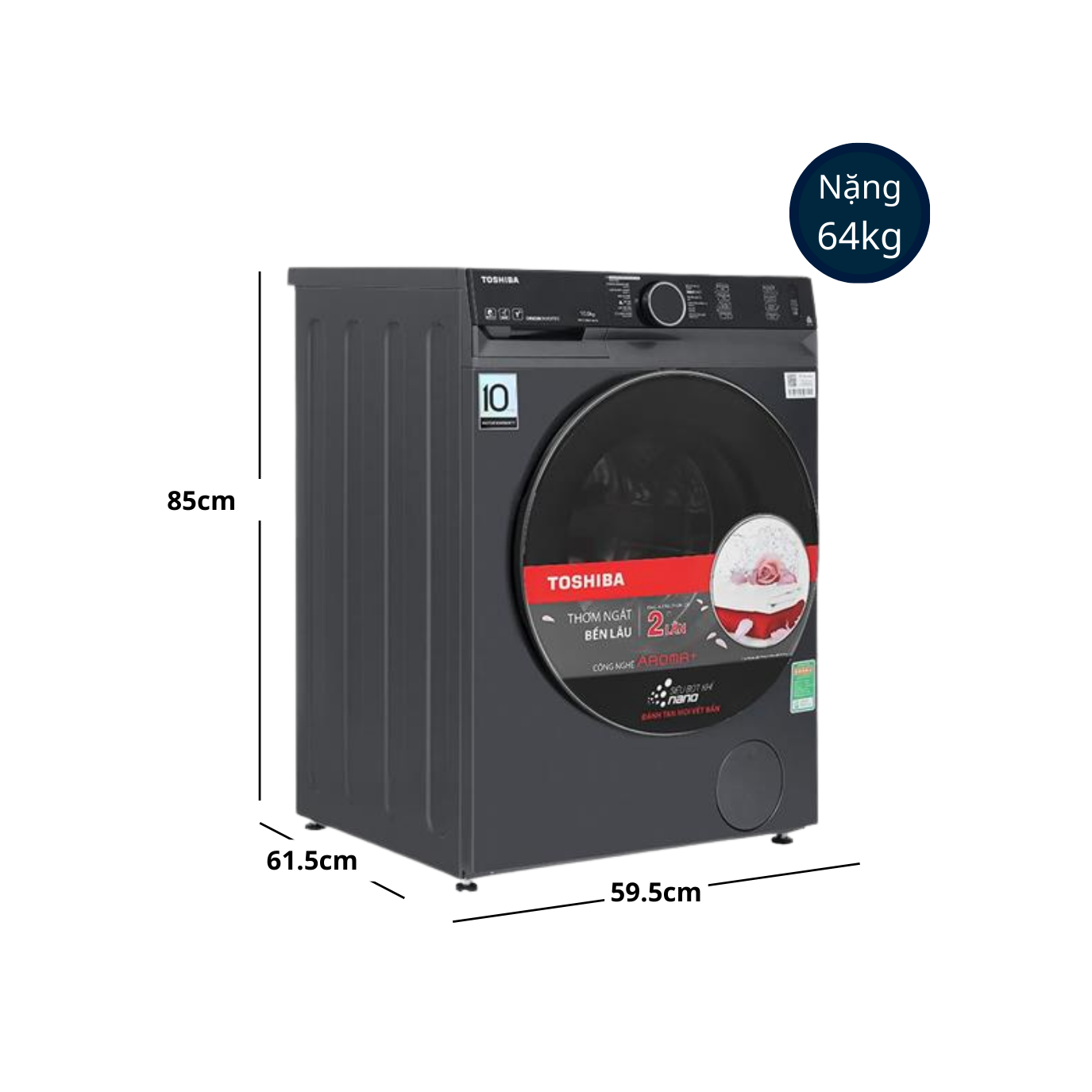 Máy giặt Toshiba Inverter 10kg TW-T23BU110UWV(MG) - Ảnh 2