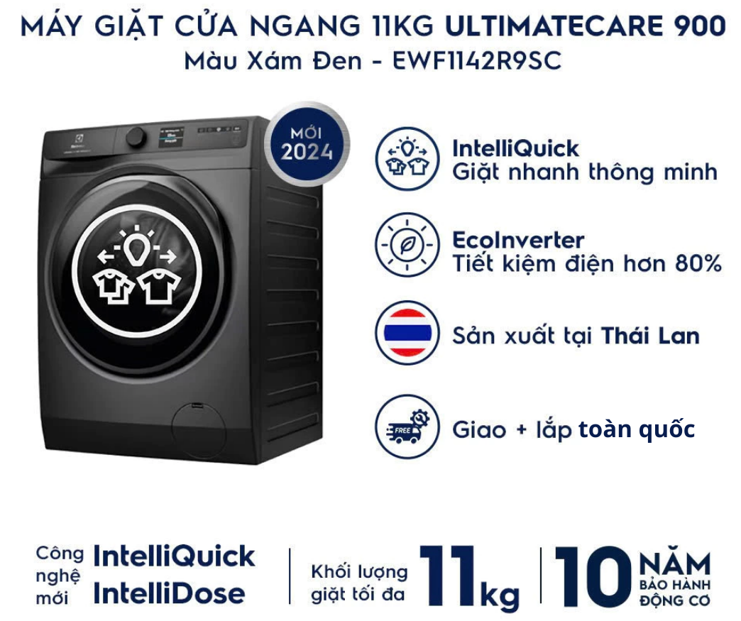 Máy giặt Electrolux Inverter 11kg EWF1142R9SC - Ảnh 2