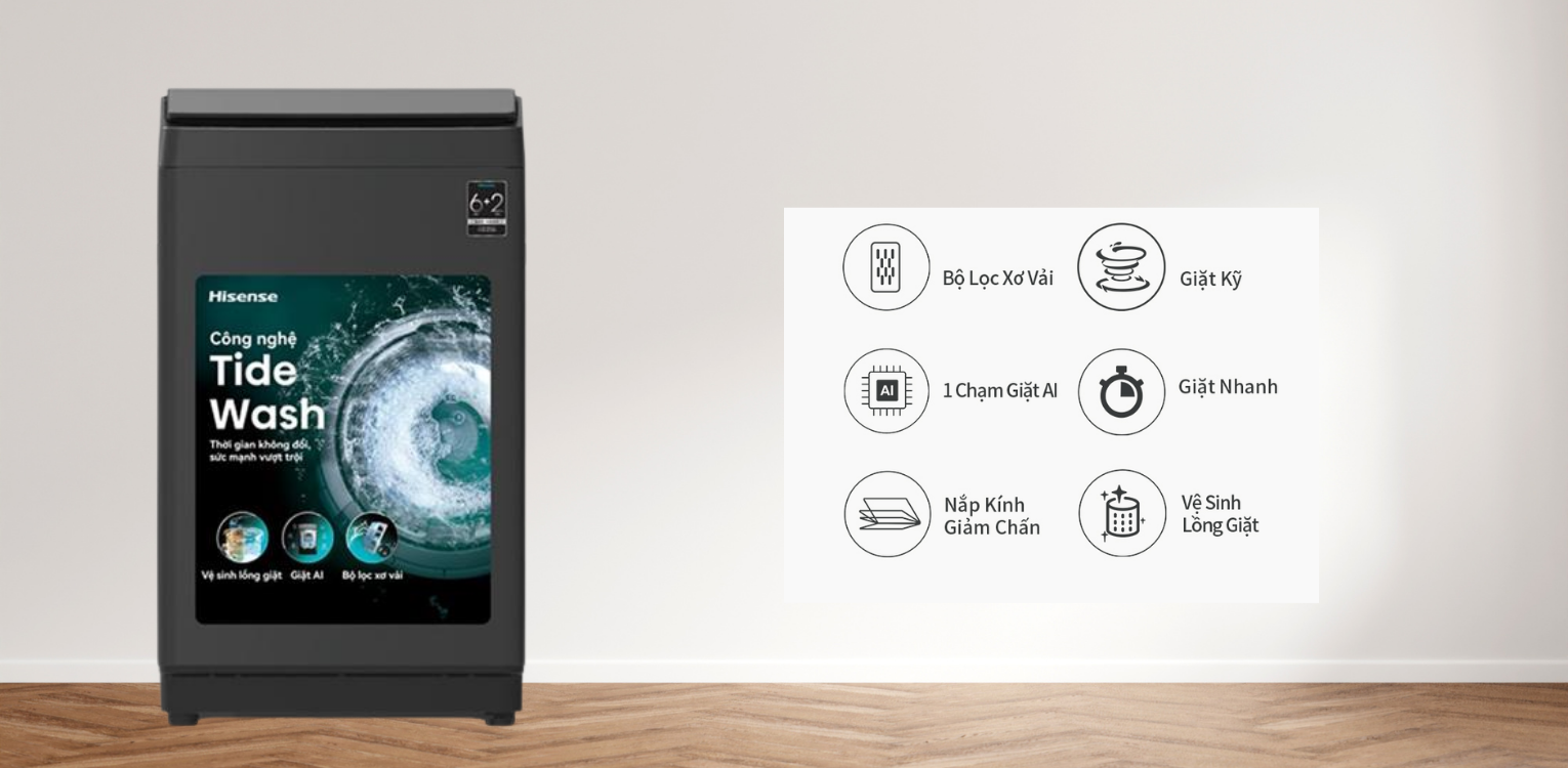 Đặc điểm nổi bật của máy giặt Hisense 9kg WT90F30