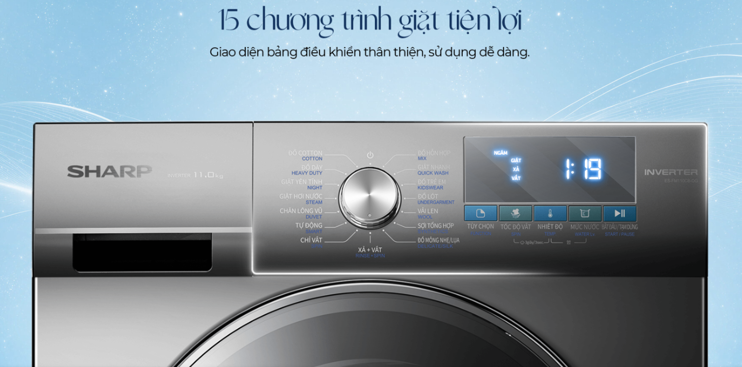 Hệ thống chương trình giặt đa dạng