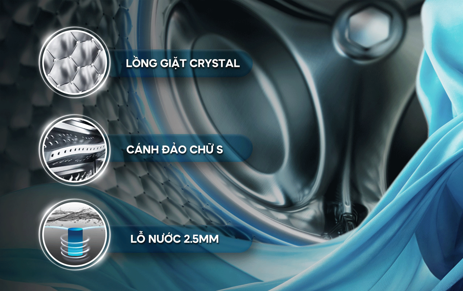 Lồng giặt thép không gỉ Crystal