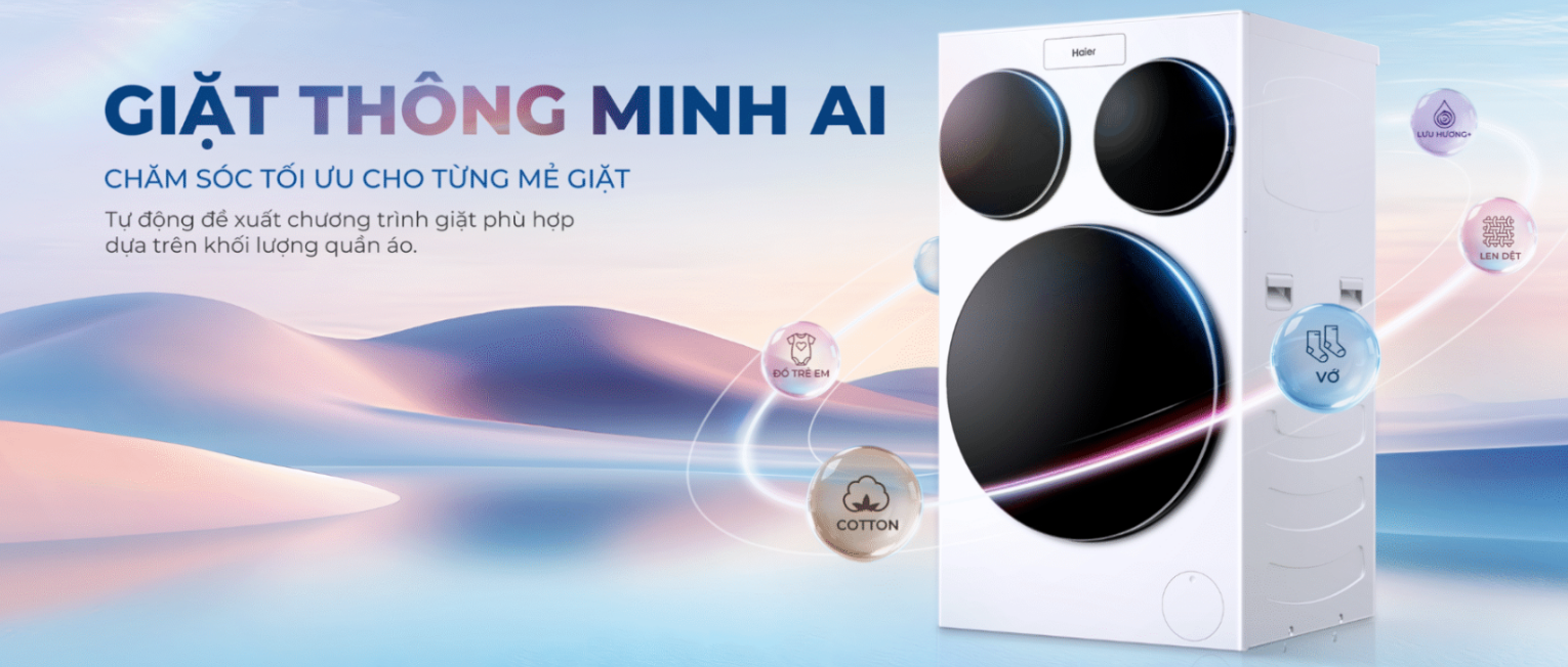 Thiết kế 3 lồng giặt MultiWash kết hợp vận hành thông minh AI