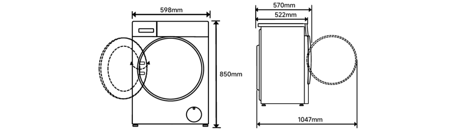 Kích thước máy gặt sấy Xiaomi WD105MJA10VN
