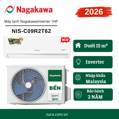Máy lạnh Nagakawa inverter 1HP NIS-C09R2U51 năm 2026 tại điện máy ZURA