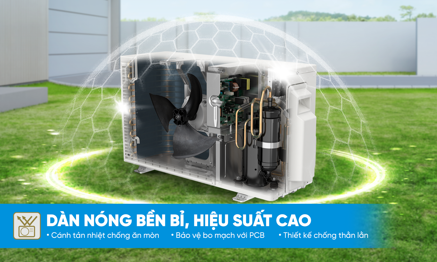 Thiết kế dàn nóng Daikin kín ngăn ngừa thằn lằn côn trung xâm nhập phá hoại