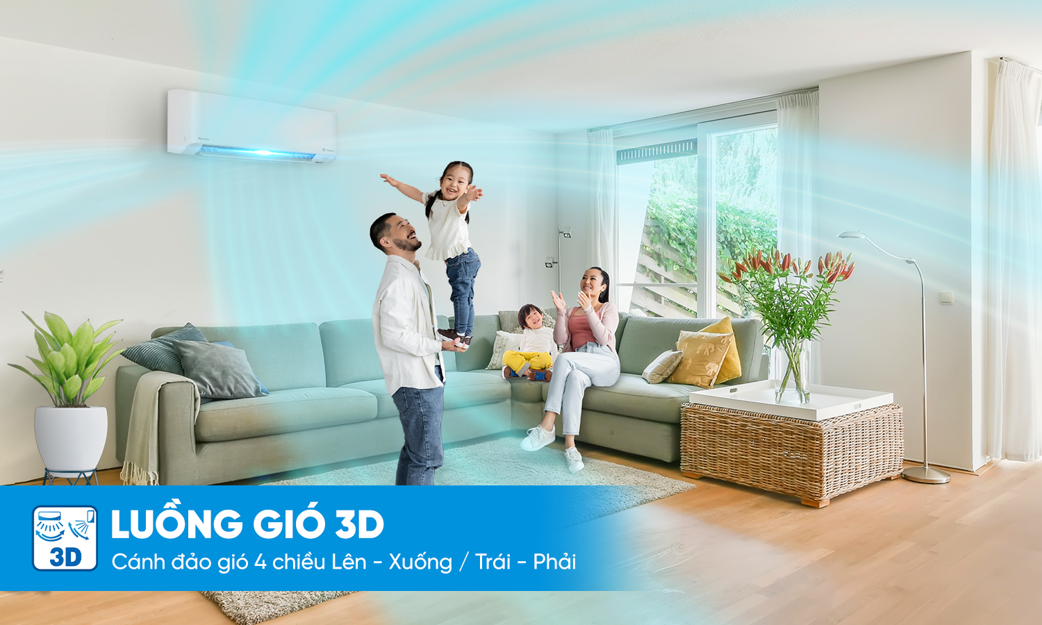 Luồng gió 3D đảo 4 chiều máy lạnh Daikin